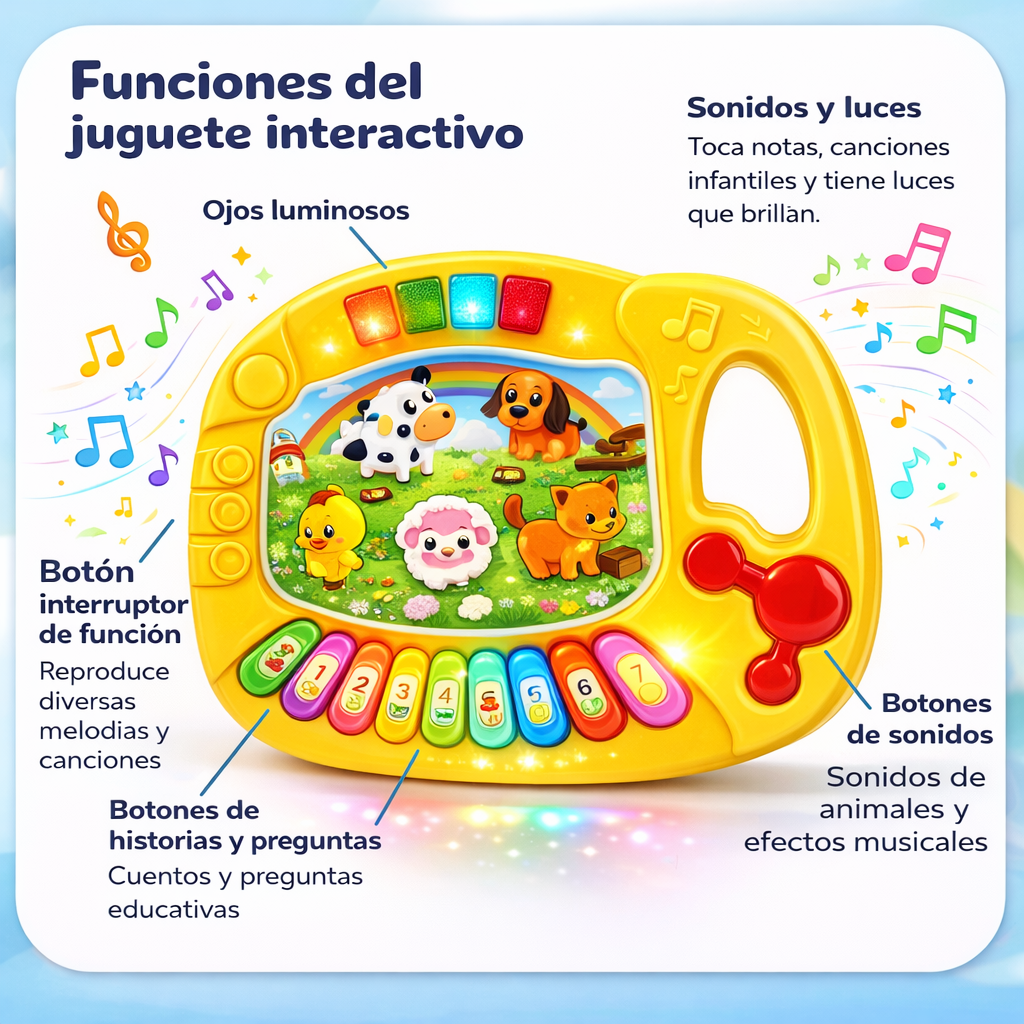 TECLADO EDUCATIVO PARA BEBÉS CON DIBUJOS ANIMADOS