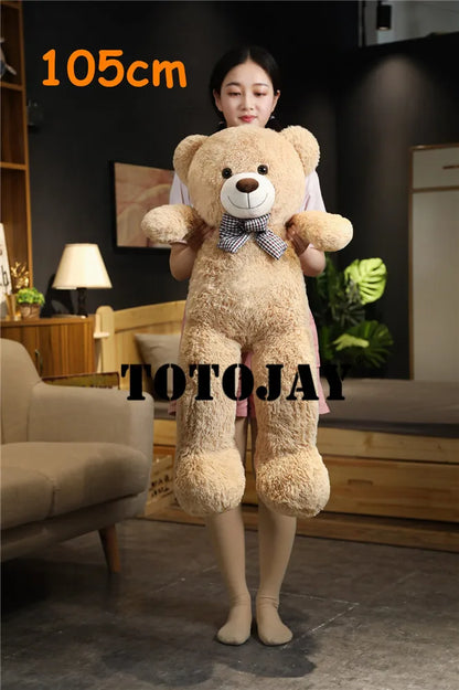 Giant 105cm Soft Teddy Bear Plush Toys White&Pink&Brown Bear Super Big Hugging Pillow Animal Cushion Children Birthday Gift