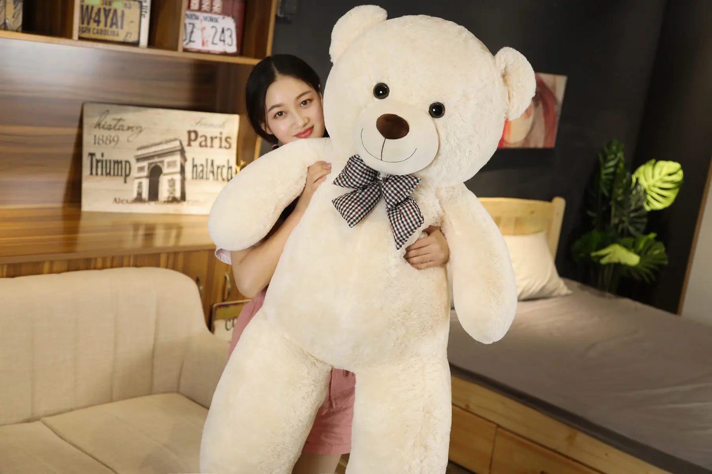 Giant 105cm Soft Teddy Bear Plush Toys White&Pink&Brown Bear Super Big Hugging Pillow Animal Cushion Children Birthday Gift