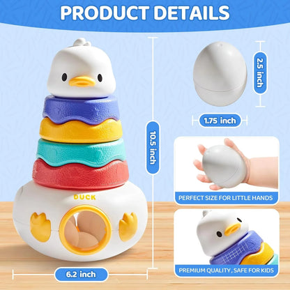 Montessori Rotating Rainbow Tower Baby stacking Puzzle Toys Children Develop Motor Skills Game Spinning Stacking Toys Kids Gift
