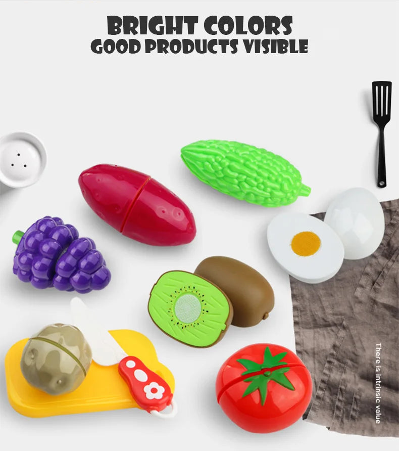 6/10/13/24Pcs Kitchen Fun Cutting Fruits and Vegetables Food Play House Set Puzzle Education Toys For Kids Boys Girls Xmas Gifts