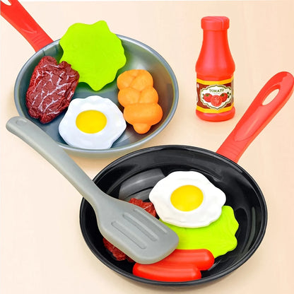 SET DE COCINA INFANTIL DE 8 PIEZAS: SARTÉN Y ALIMENTOS DE JUGUETE