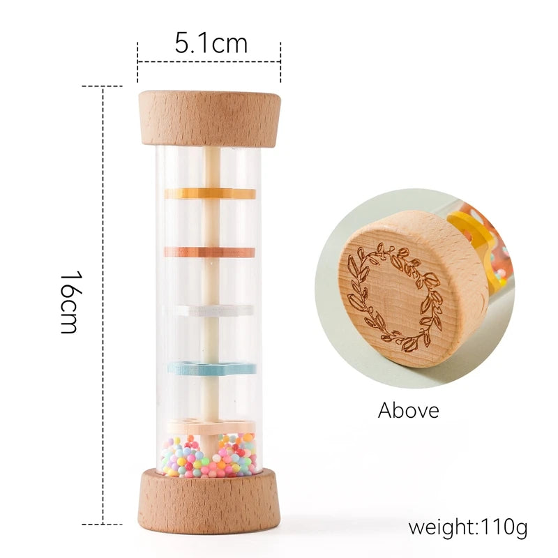 Montessori Baby Rain Stick Rainbow Hourglass Rain Music Rattle Baby Educational Toy Montessori Sensory Toys for Kids BABY's Gift