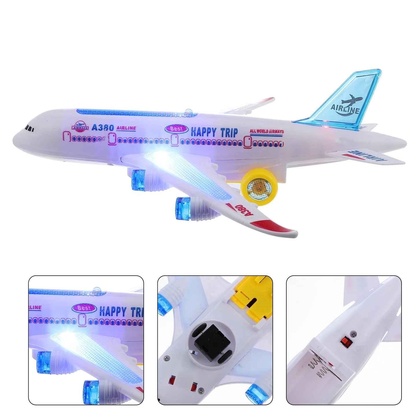 Electronic Aeroplane Toy with Music Autopilot Flash Sound Aircraft Automatic Rotation Plane Educational Toy Gift For Children