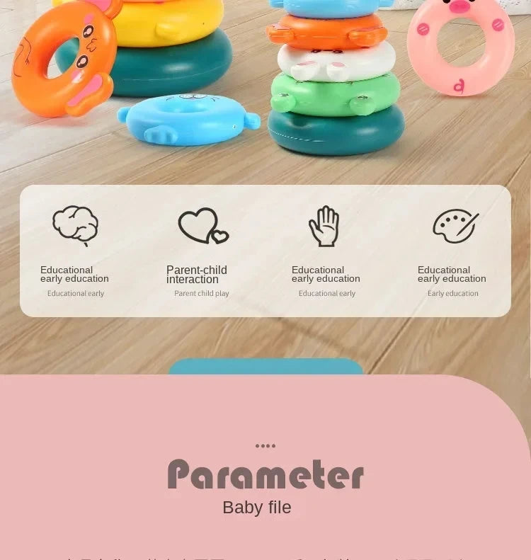 Montessori Rotating Rainbow Tower Baby stacking Puzzle Toys Children Develop Motor Skills Game Spinning Stacking Toys Kids Gift