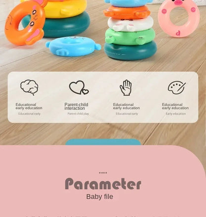 Montessori Rotating Rainbow Tower Baby stacking Puzzle Toys Children Develop Motor Skills Game Spinning Stacking Toys Kids Gift