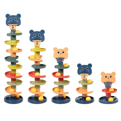 Montessori Rotating Rainbow Tower Baby stacking Puzzle Toys Children Develop Motor Skills Game Spinning Stacking Toys Kids Gift