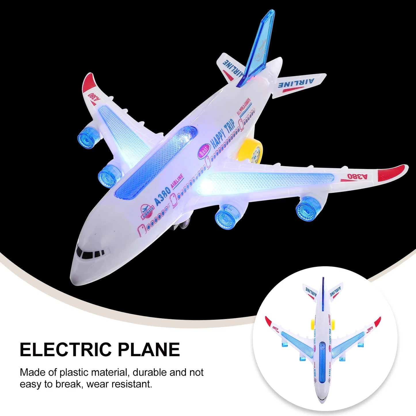 Electronic Aeroplane Toy with Music Autopilot Flash Sound Aircraft Automatic Rotation Plane Educational Toy Gift For Children