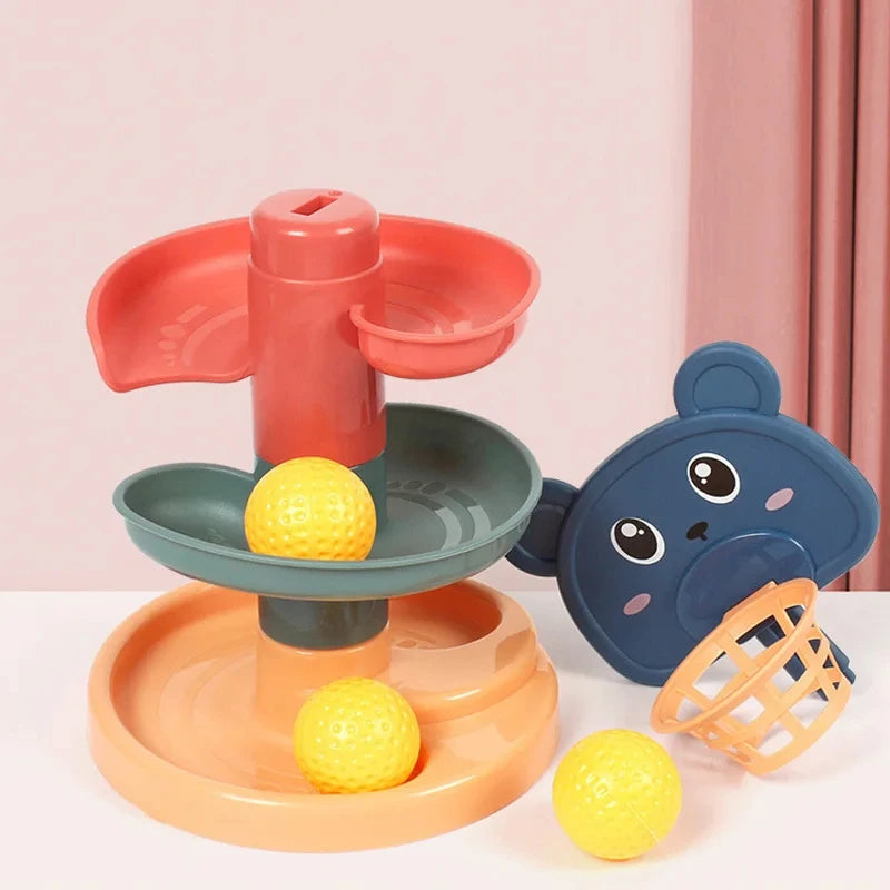 Montessori Rotating Rainbow Tower Baby stacking Puzzle Toys Children Develop Motor Skills Game Spinning Stacking Toys Kids Gift