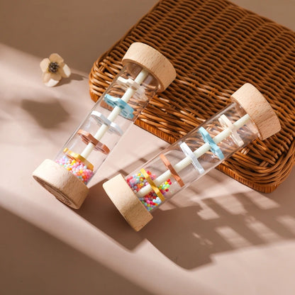 Montessori Baby Rain Stick Rainbow Hourglass Rain Music Rattle Baby Educational Toy Montessori Sensory Toys for Kids BABY's Gift