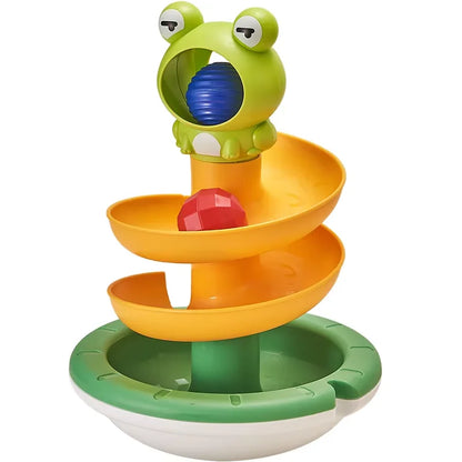 Montessori Rotating Rainbow Tower Baby stacking Puzzle Toys Children Develop Motor Skills Game Spinning Stacking Toys Kids Gift