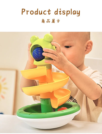Montessori Rotating Rainbow Tower Baby stacking Puzzle Toys Children Develop Motor Skills Game Spinning Stacking Toys Kids Gift
