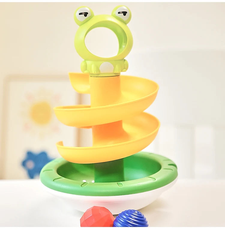 Montessori Rotating Rainbow Tower Baby stacking Puzzle Toys Children Develop Motor Skills Game Spinning Stacking Toys Kids Gift