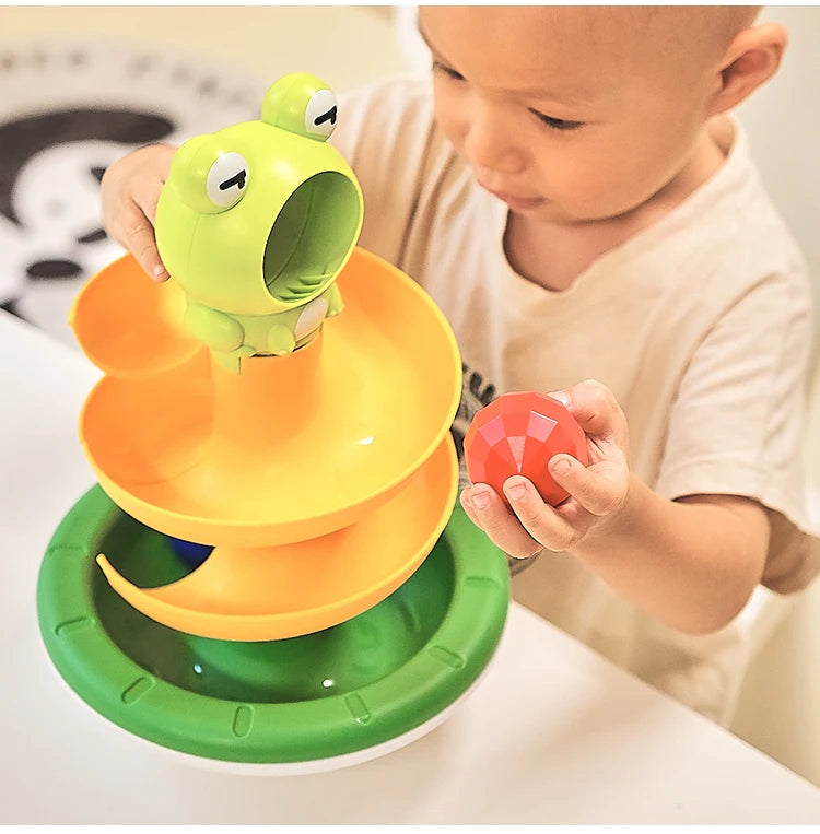 Montessori Rotating Rainbow Tower Baby stacking Puzzle Toys Children Develop Motor Skills Game Spinning Stacking Toys Kids Gift