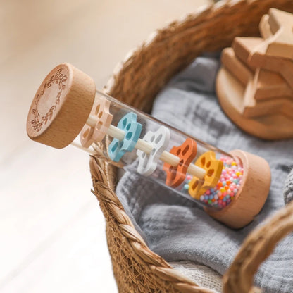 Montessori Baby Rain Stick Rainbow Hourglass Rain Music Rattle Baby Educational Toy Montessori Sensory Toys for Kids BABY's Gift