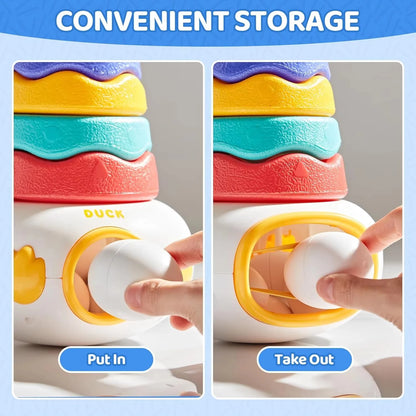Montessori Rotating Rainbow Tower Baby stacking Puzzle Toys Children Develop Motor Skills Game Spinning Stacking Toys Kids Gift