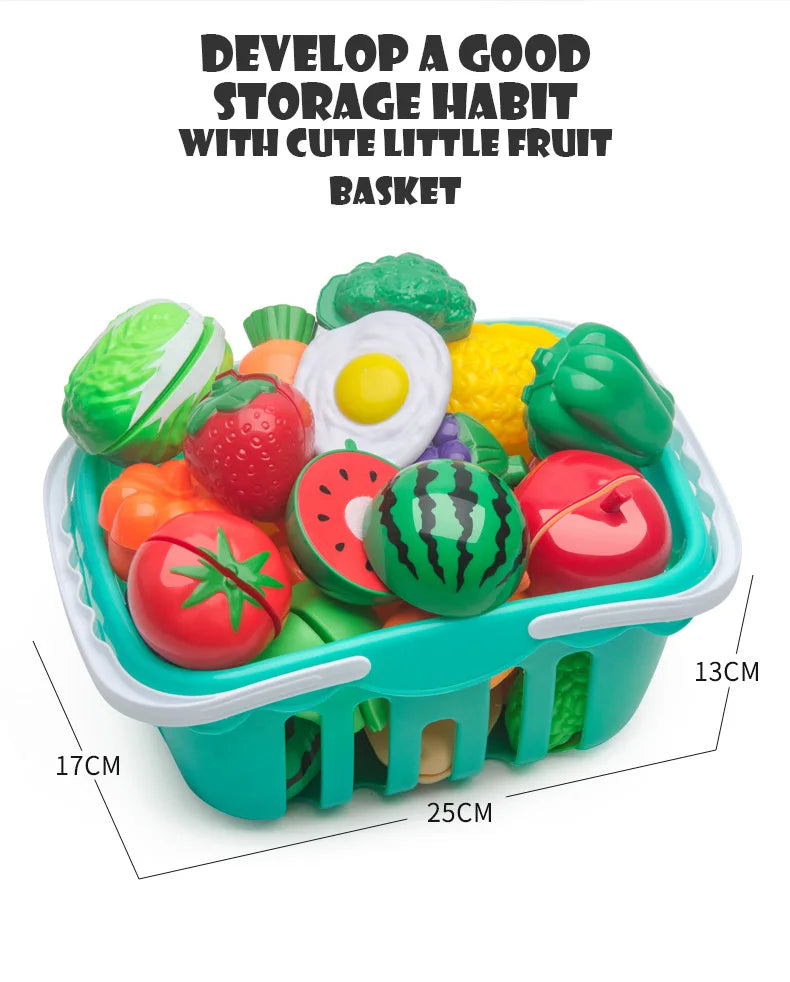 6/10/13/24Pcs Kitchen Fun Cutting Fruits and Vegetables Food Play House Set Puzzle Education Toys For Kids Boys Girls Xmas Gifts