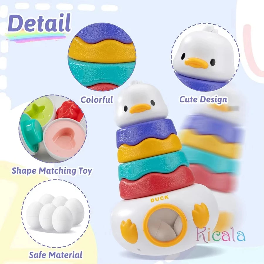 Montessori Rotating Rainbow Tower Baby stacking Puzzle Toys Children Develop Motor Skills Game Spinning Stacking Toys Kids Gift