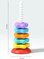 Montessori Rotating Rainbow Tower Baby stacking Puzzle Toys Children Develop Motor Skills Game Spinning Stacking Toys Kids Gift