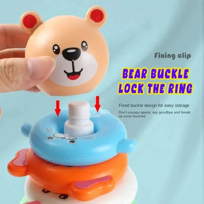 Montessori Rotating Rainbow Tower Baby stacking Puzzle Toys Children Develop Motor Skills Game Spinning Stacking Toys Kids Gift