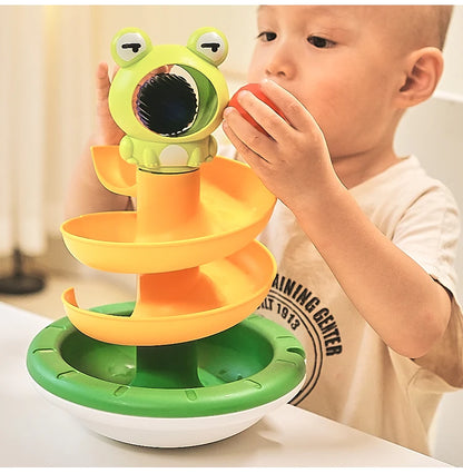 Montessori Rotating Rainbow Tower Baby stacking Puzzle Toys Children Develop Motor Skills Game Spinning Stacking Toys Kids Gift