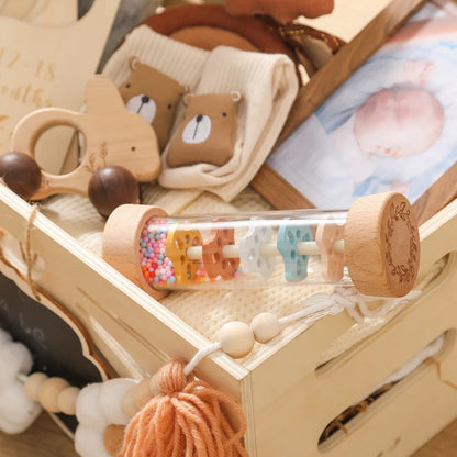 Montessori Baby Rain Stick Rainbow Hourglass Rain Music Rattle Baby Educational Toy Montessori Sensory Toys for Kids BABY's Gift