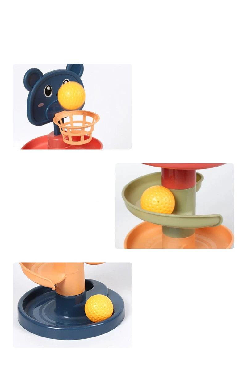 Montessori Rotating Rainbow Tower Baby stacking Puzzle Toys Children Develop Motor Skills Game Spinning Stacking Toys Kids Gift