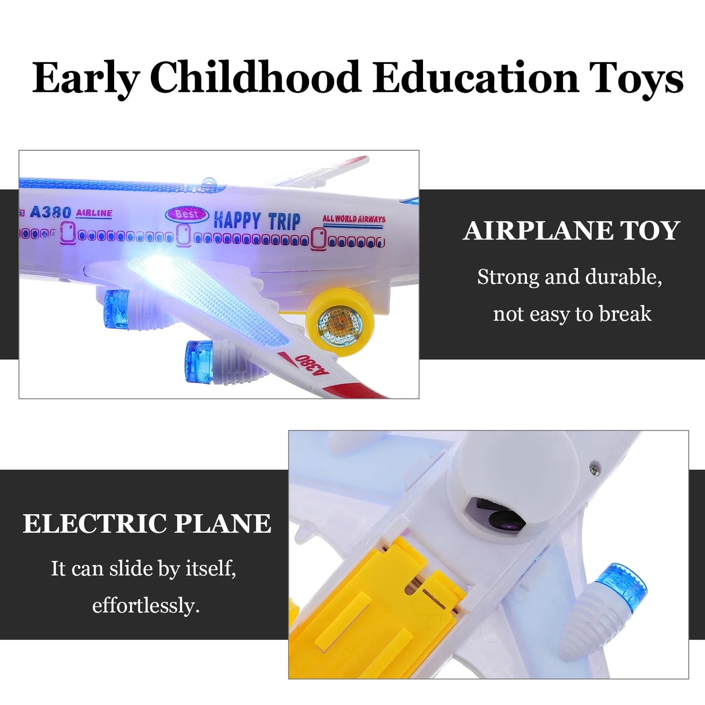 Electronic Aeroplane Toy with Music Autopilot Flash Sound Aircraft Automatic Rotation Plane Educational Toy Gift For Children