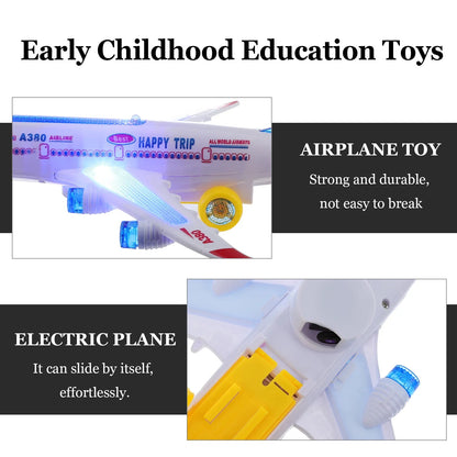 Electronic Aeroplane Toy with Music Autopilot Flash Sound Aircraft Automatic Rotation Plane Educational Toy Gift For Children