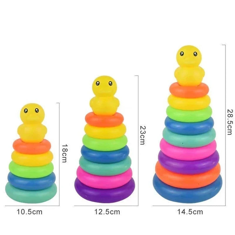 Montessori Rotating Rainbow Tower Baby stacking Puzzle Toys Children Develop Motor Skills Game Spinning Stacking Toys Kids Gift